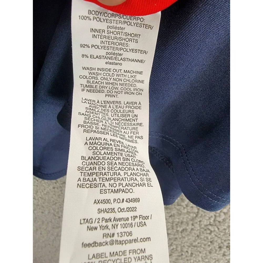 adidas Elastic Waistband 3-Stripes Activewear Skort Big Girls L 14 Navy/Red - Picture 12 of 14